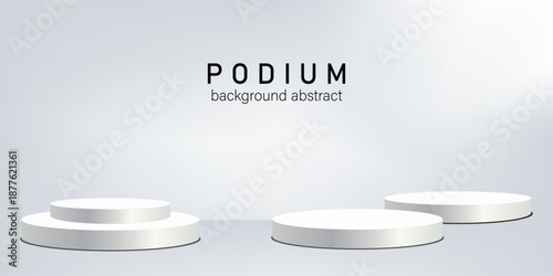 Abstract white podium backdrop with modern minimalist design, clean stage platform for product display, presentation and branding mockup.