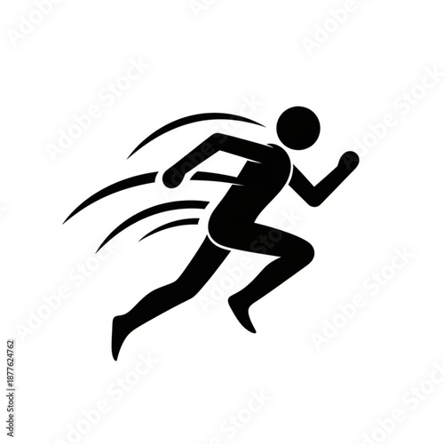 Silhouette of a person running quickly viewed from the side in a dynamic pose