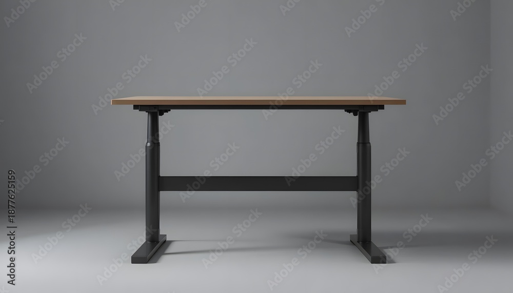 Fototapeta premium Modern ergonomic office desk with black metal frame
