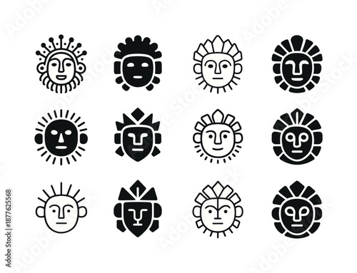 Cultural Heritage Icons. Cultural heritage tours and indigenous experiences. Icon set. Set Logo of cultural heritage tours and indigenous experiences: cultural