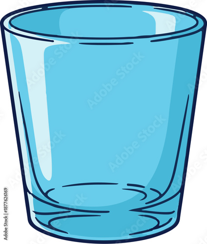 A simple cartoon illustration of a clear, light blue glass