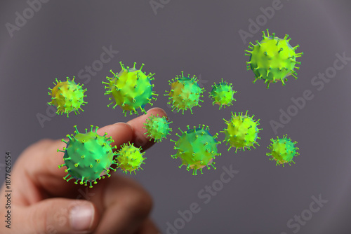 3D render of hand touching ...