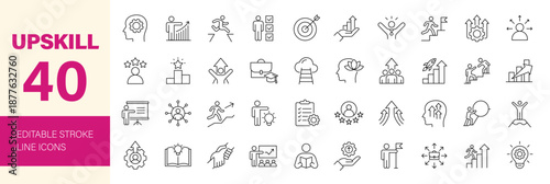Upskill icon set. Editable line icons. Vector illustration.