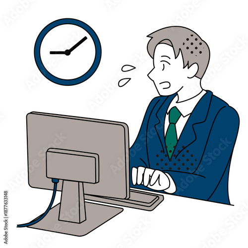 Busy Businessman Working Under Time Pressure Illustration