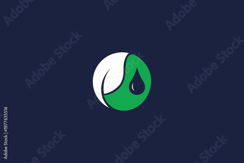 letter o leaf logo circle icon vector design with drop modern minimalist professional brand logo template 