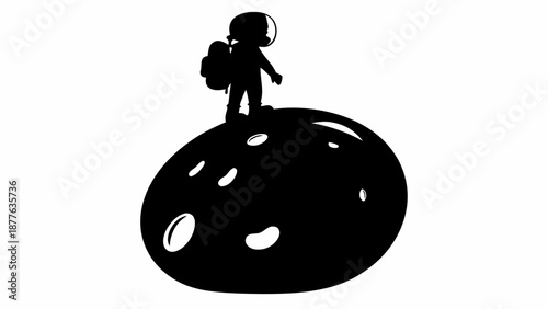 Astronaut standing on moon with backpack and helmet