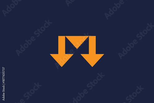 letter m arrow logo icon vector design with modern minimalist professional brand logo template 