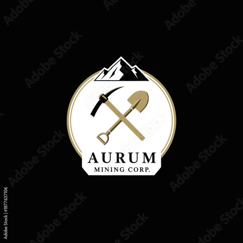 Aurum Mining Corp Logo with Tools.