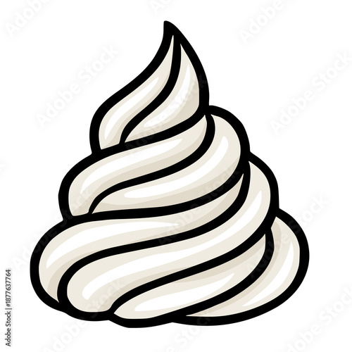 Swirled whipped cream vector illustration, creamy texture swirls