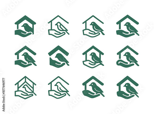 Wildlife Logo Variations. Wildlife sanctuaries and animal care facilities. Icon set. Set Logo of Wildlife sanctuaries and animal care facilities: animal