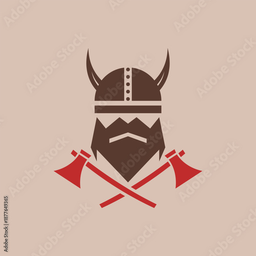 Scandinavian Viking Icon Illustration with Rune and Warrior Elements