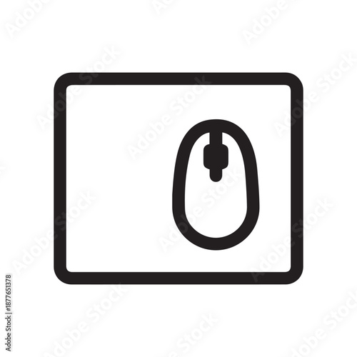 Computer mouse pad icon. Desk mat icon. Gaming accessories. Outline style. 48x48 px
