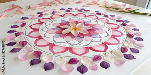 pink and white flower mandala