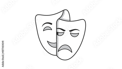 Comedy and Tragedy Theatrical Masks Icon