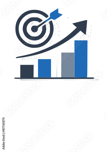 Business Growth Chart with Target Icon
