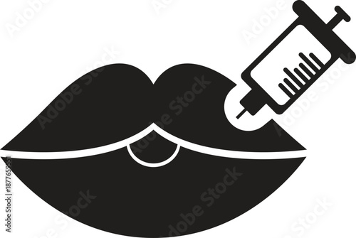 Lip augmentation procedure with syringe injection for cosmetic enhancement