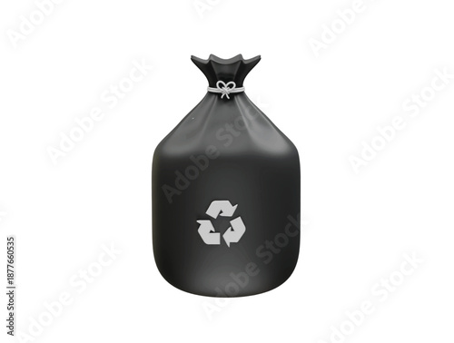 Recycling Trash Bag icon 3d rendering illustration