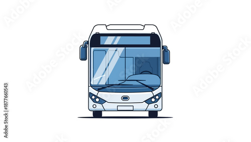 Front view of a modern city bus illustration on a white background