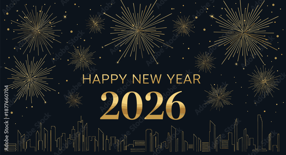 Obraz premium New Year 2026 Celebration with Fireworks Display 1.