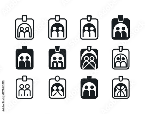 Performers Backstage Icons. performers backstage. Icon set. Set Logo of performers backstage: backstage pass. harmonious logo variations of the same emblematic