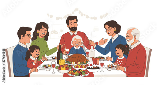 Family Gathering Around Dinner Table Together 10.