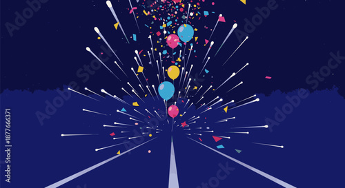 Colorful Balloons Releasing into the Air.