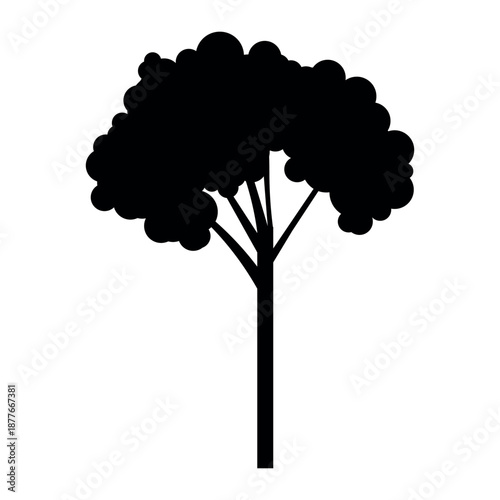 Doodle trees. Isolated black and white icons on white background. Spring tree for your design. Vector symbol sign. Plants, landscape design. Eco idea concept.