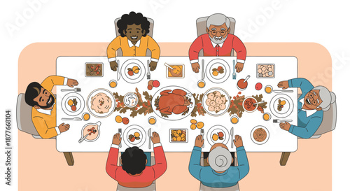 Family Gathering Around Dinner Table Together 2.