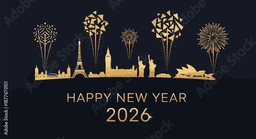 New Year 2026 Celebration with Fireworks 1.