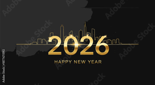 Golden 2026 Happy New Year Typography Design.