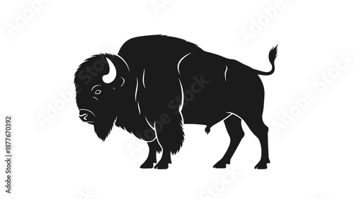Black Bison Silhouette Standing Strong.
