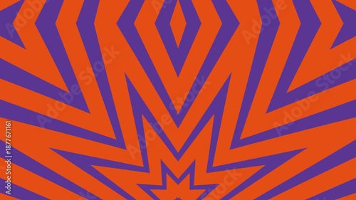 Abstract Orange and Purple Sunburst Motion Background with Symmetrical Radial Rays and Smooth Seamless Loop Animation