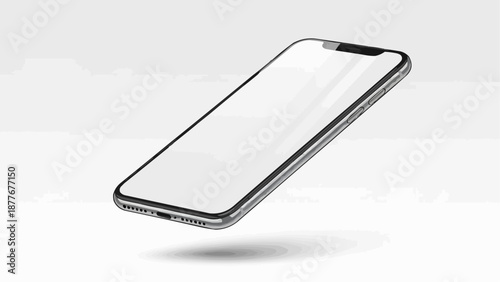 a sleek smartphone with a blank screen is shown floating in mid air