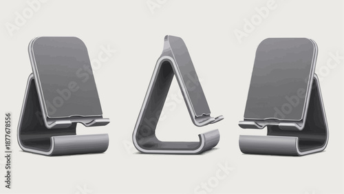 Three metal clips in different orientations on a plain background
