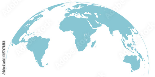 Curved world map silhouette vector, half globe of blue planet Earth, business geography infographics, global illustration, worldwide map, data visualization, international concept icons.