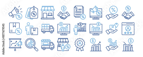 Sales And Marketing icon collection. Containing design Promotion, Price Tag, Retail, Deal, Tax