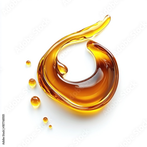 Yellow oil drops on white background