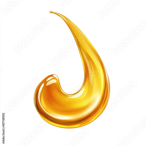 Yellow oil drops on white background