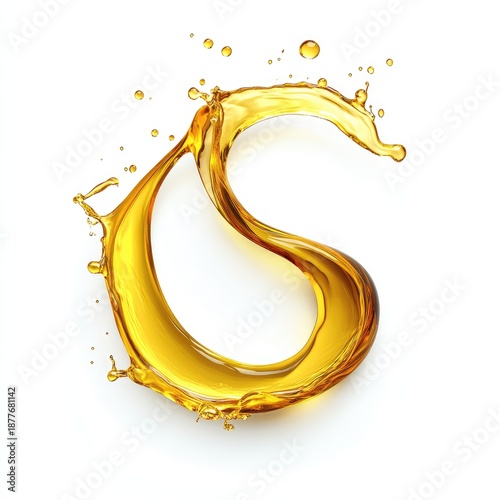 Yellow oil drops on white background