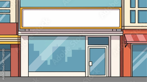 storefront with blank sign and glass window high quality professional detailed