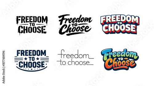Diverse Lettering Styles. Freedom to choose. Set lettering. harmonious lettering variations of the same emblematic concept, each with different artistic