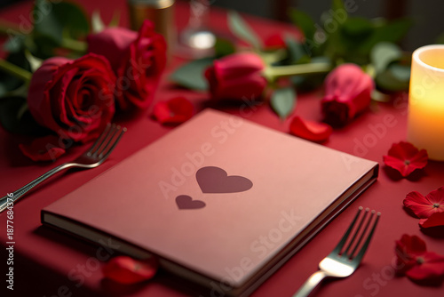 Valentine Restaurant Menu. Romantic Dining Menu Design. Luxury Menu Concept