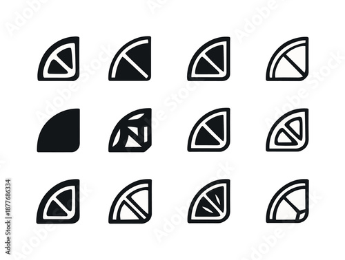 Cocktail Logo Variations. Cocktail culture. Icon set. Set Logo of cocktail culture: citrus garnish slice. harmonious logo variations of the same emblematic