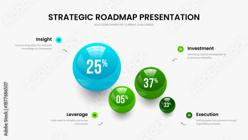 Market Growth Slide Template Vector Illustration. Science Analysis 4 Step Chart Frame Design. Financial Profile Four Option Graph Presentation Layout.
