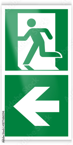 Universal Green Warning & Safety Sign - E001 Emergency Exit Left With Arrow