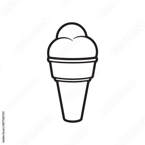 Cone ice cream outline silhouette vector flat illustration