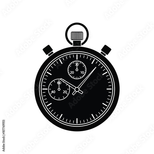 Stopwatch graphic illustration on plain background viewed from directly above