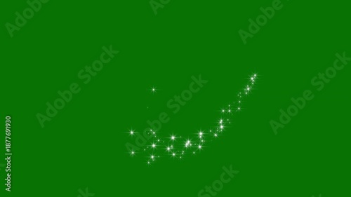 White 2d glitter sparkles line trail animation. glitter stars particles background overlay, luxury twinkle stars, fairy dust sparkle motion, glowing confetti burst effect on green screen. 4K animation