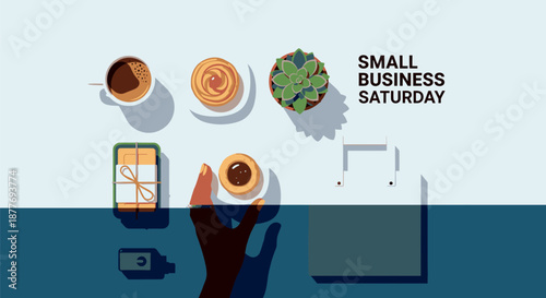 Hands holding coffee cup and pastry.