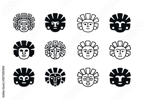 Cultural Icon Emblems. Cultural heritage tours and indigenous experiences. Icon set. Set Logo of cultural heritage tours and indigenous experiences: cultural